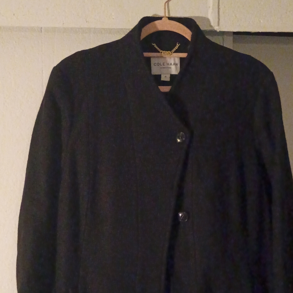 Cole Haan Black Stand-Collar Pea Coat